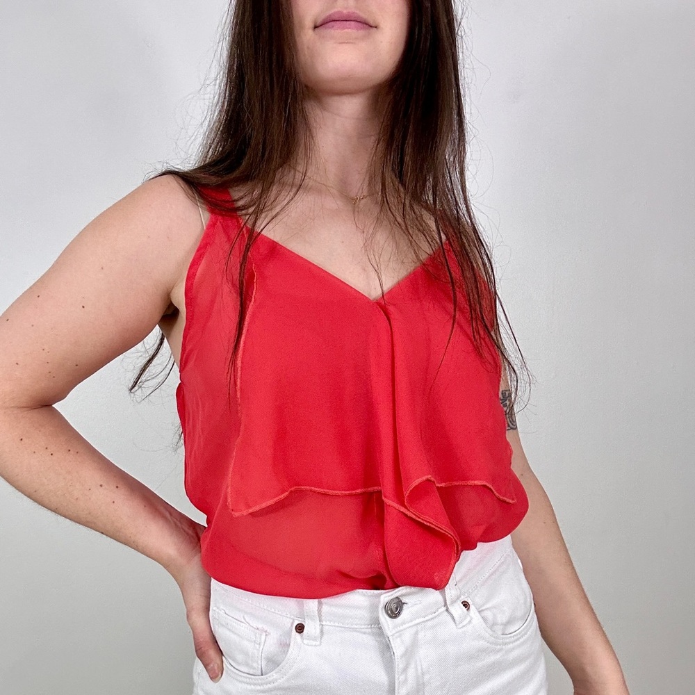 *Seduction Coral Tiered Ruffle Tank Cami, Small